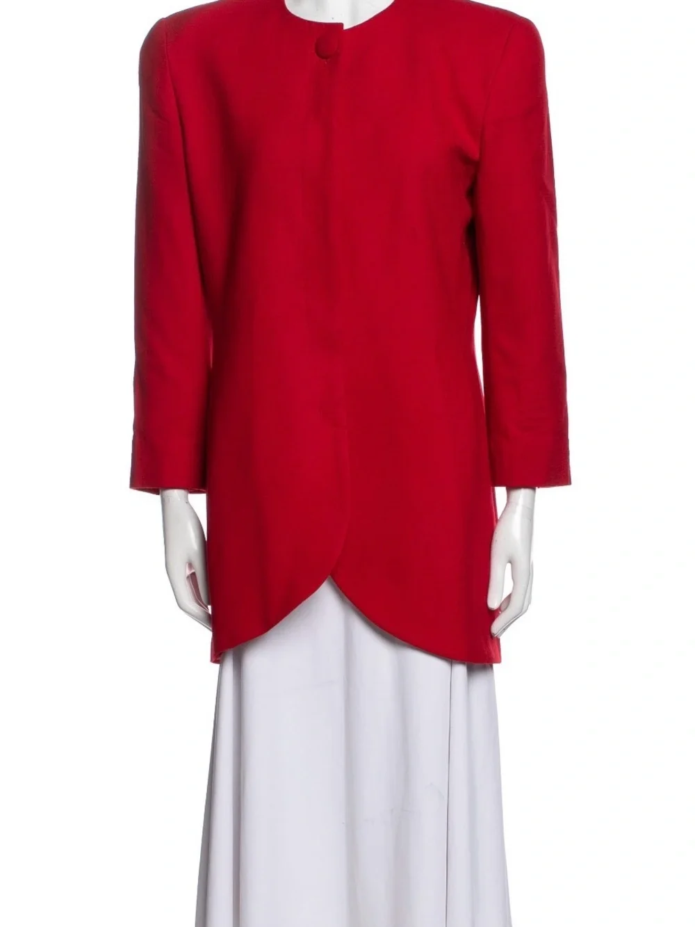 Dior Vibrant Red Scallop-Hem Long Blazer